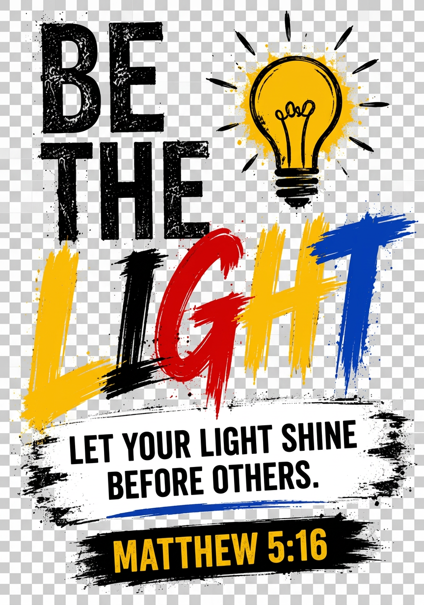 Be The Light T-Shirt - Matthew 5:16 graphic design