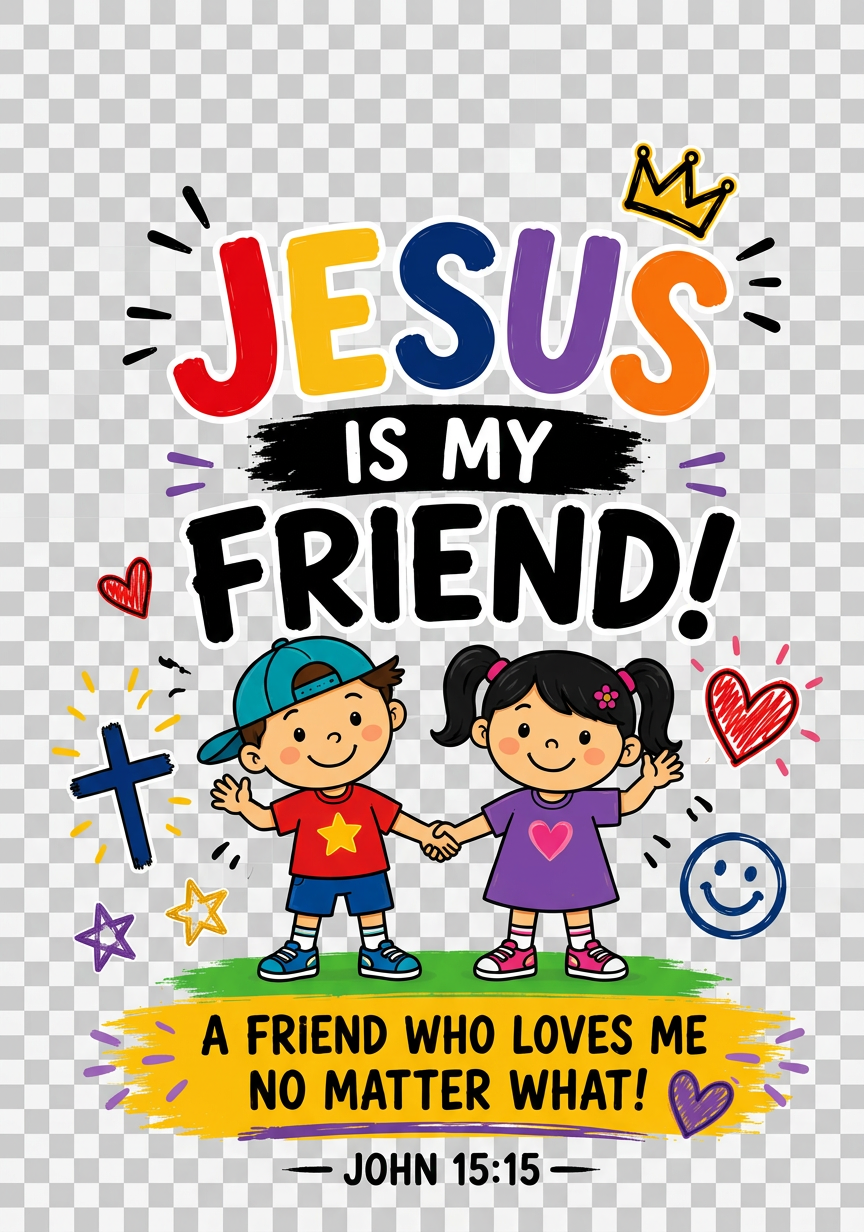 Jesus Is My Friend Kids T-Shirt design - John 15:15