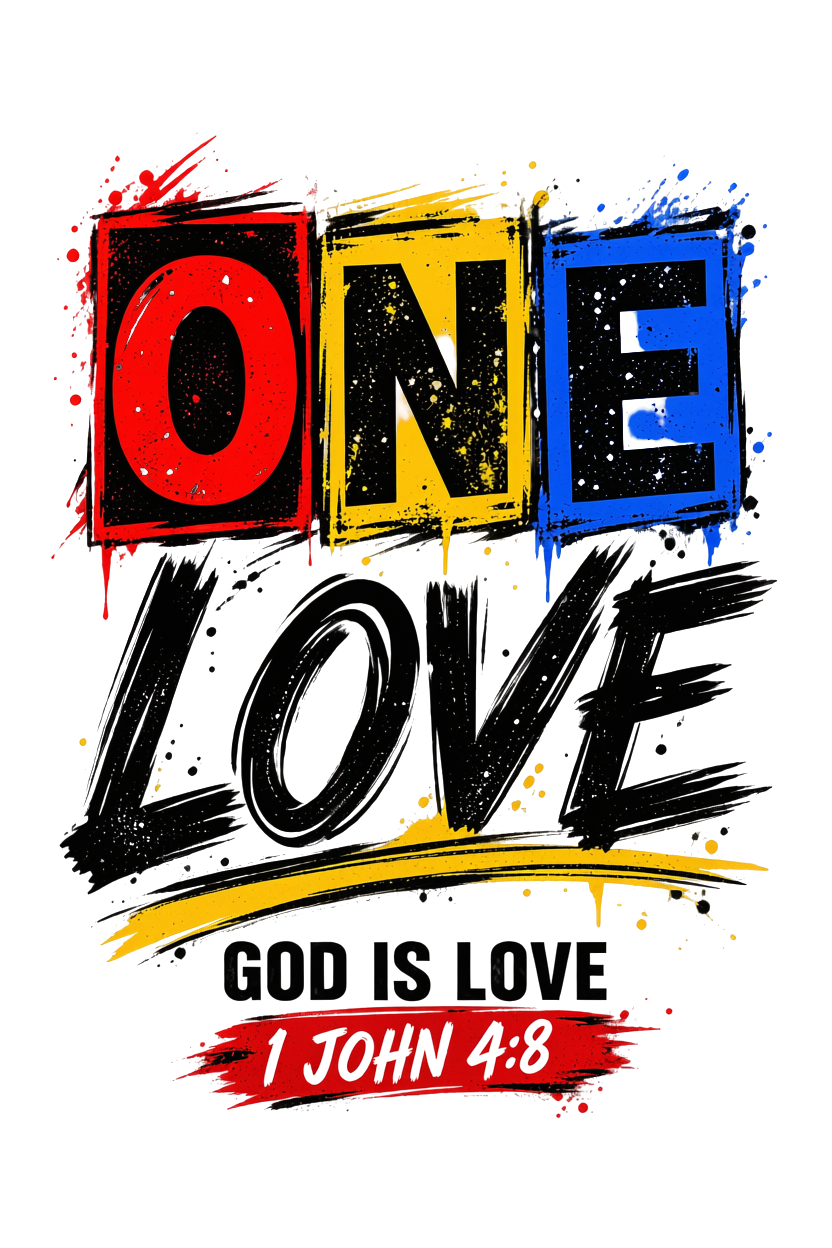 One Love T-Shirt - 1 John 4:8 graphic design