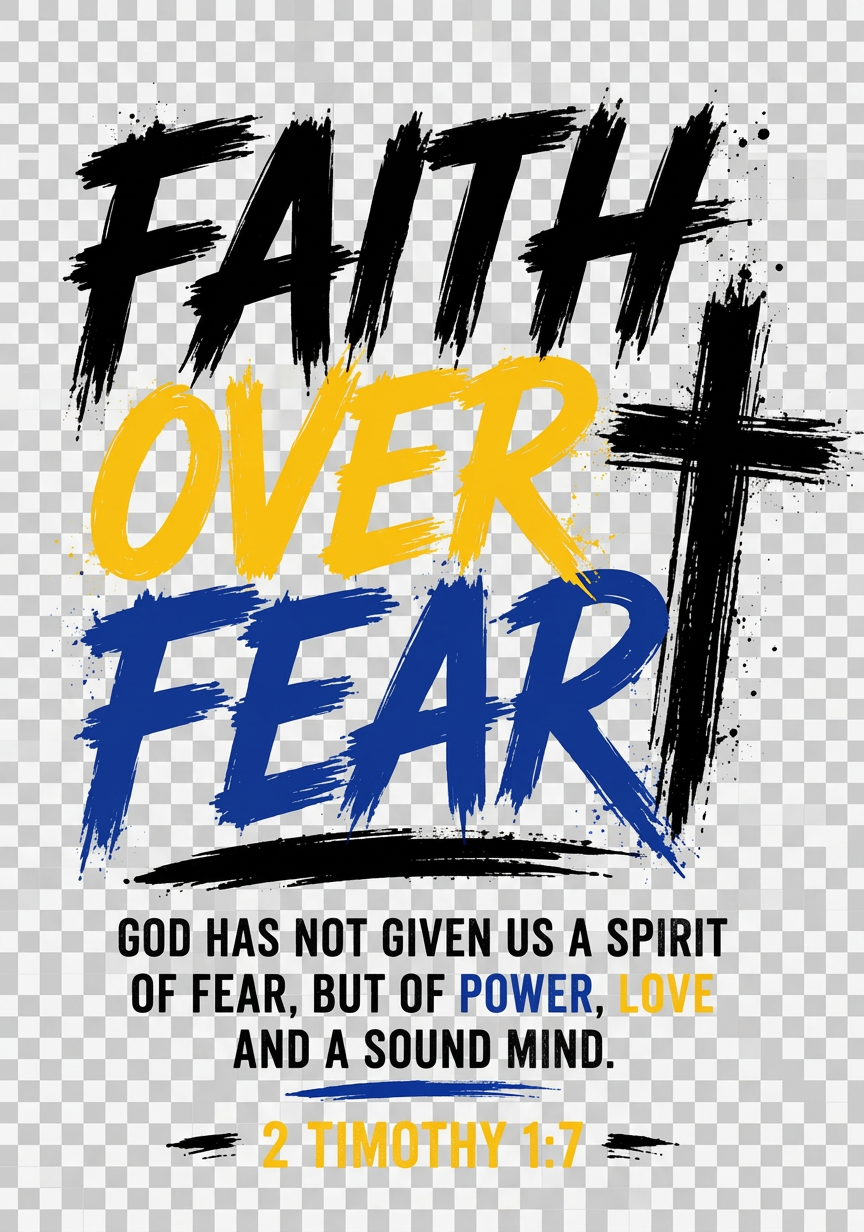 Faith Over Fear T-Shirt - 2 Timothy 1:7 graphic design