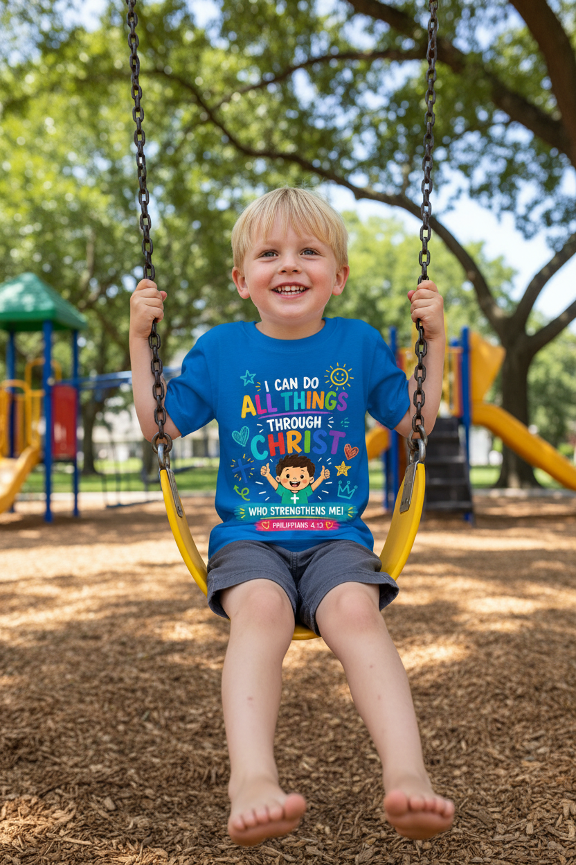 I Can Do All Things - Blue - White boy playground mockup