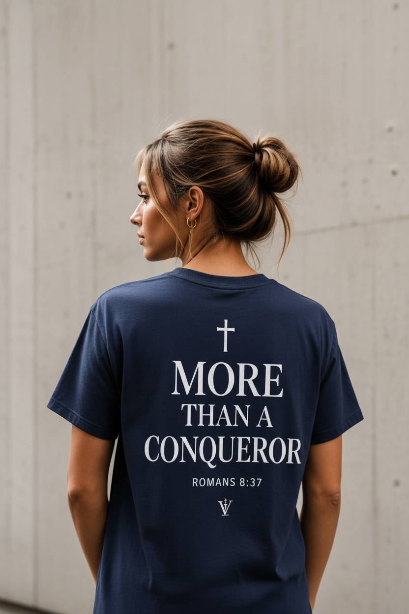 More Than a Conqueror Navy T-Shirt