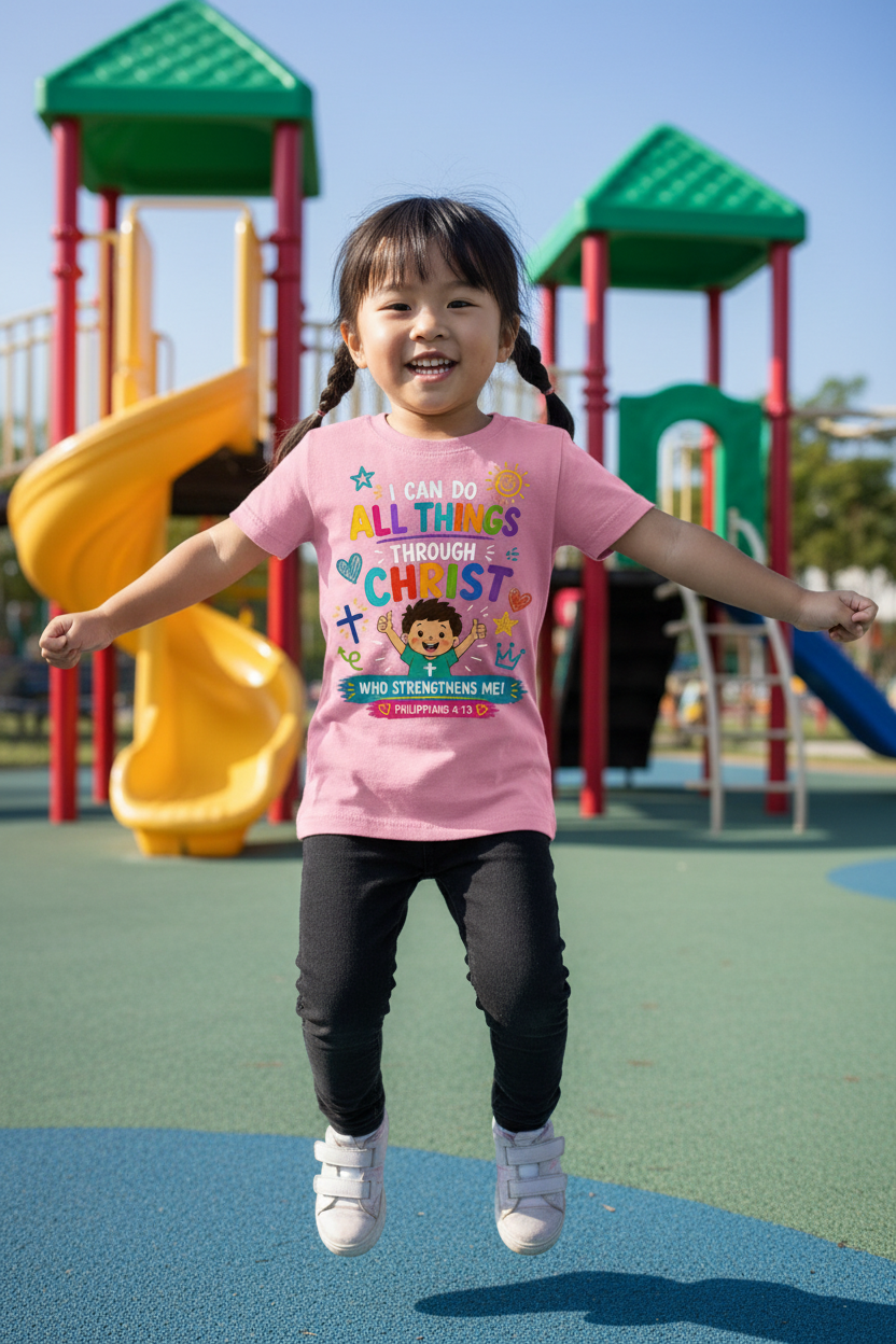 I Can Do All Things - Pink - Asian girl playground mockup