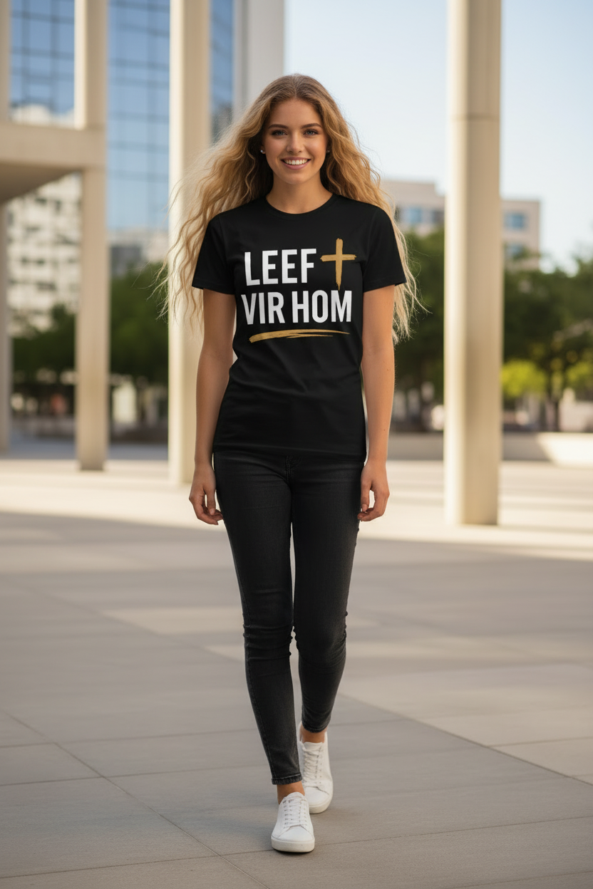 Leef deur Geloof Christelike T-Hemp - Swart | The Victory Shop