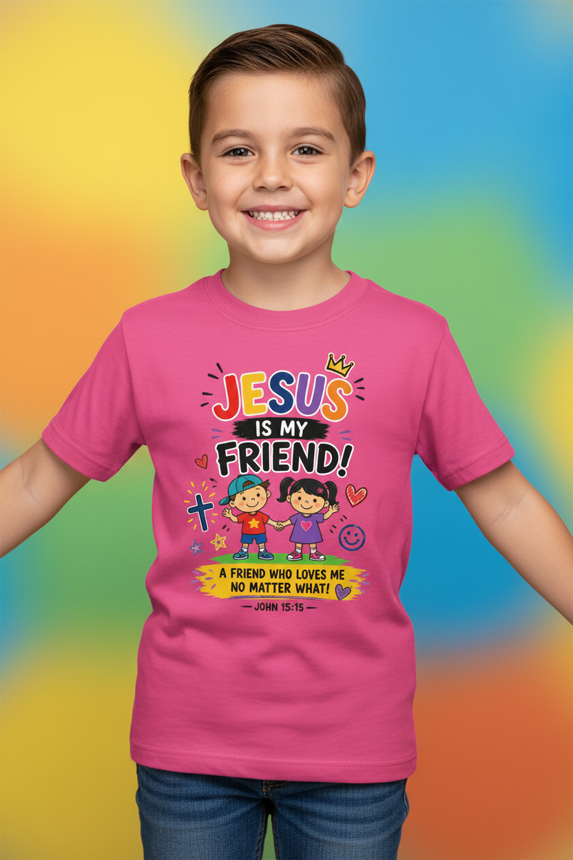 Jesus Is My Friend Kids T-Shirt - Pink