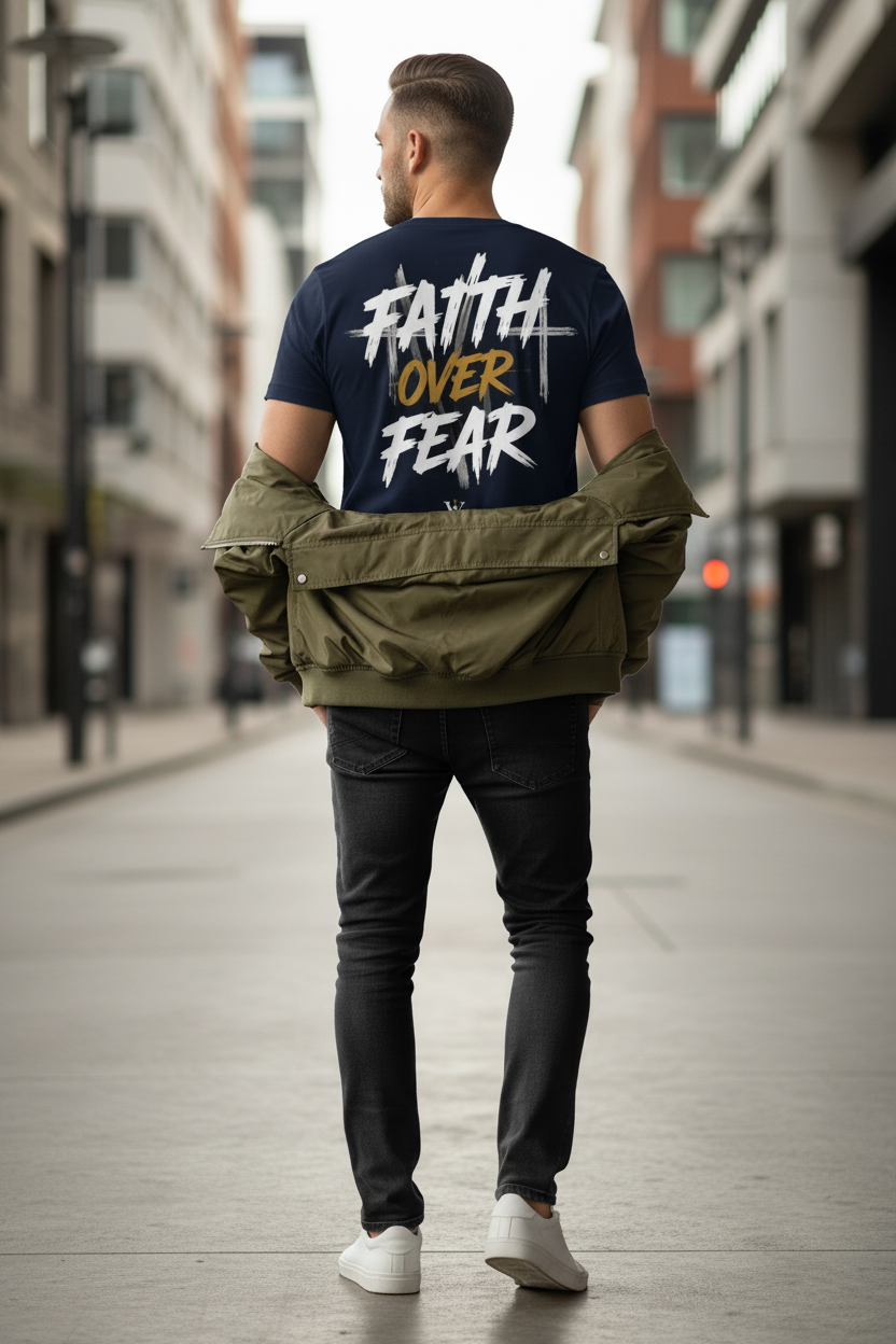 Faith Over Fear Navy T-Shirt