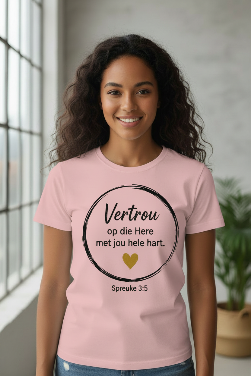 Vertrou op die Here Pink T-Shirt