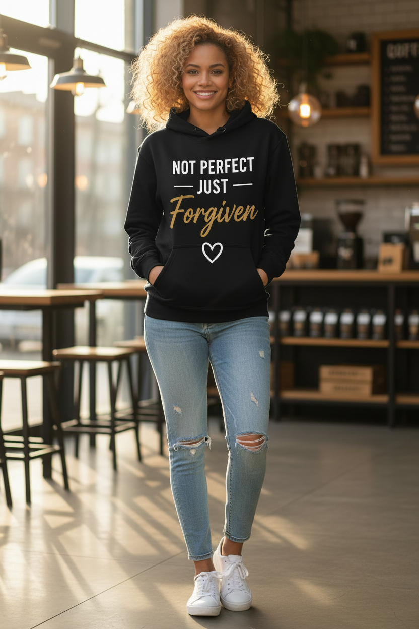 Not Perfect Just Forgiven Black Hoodie
