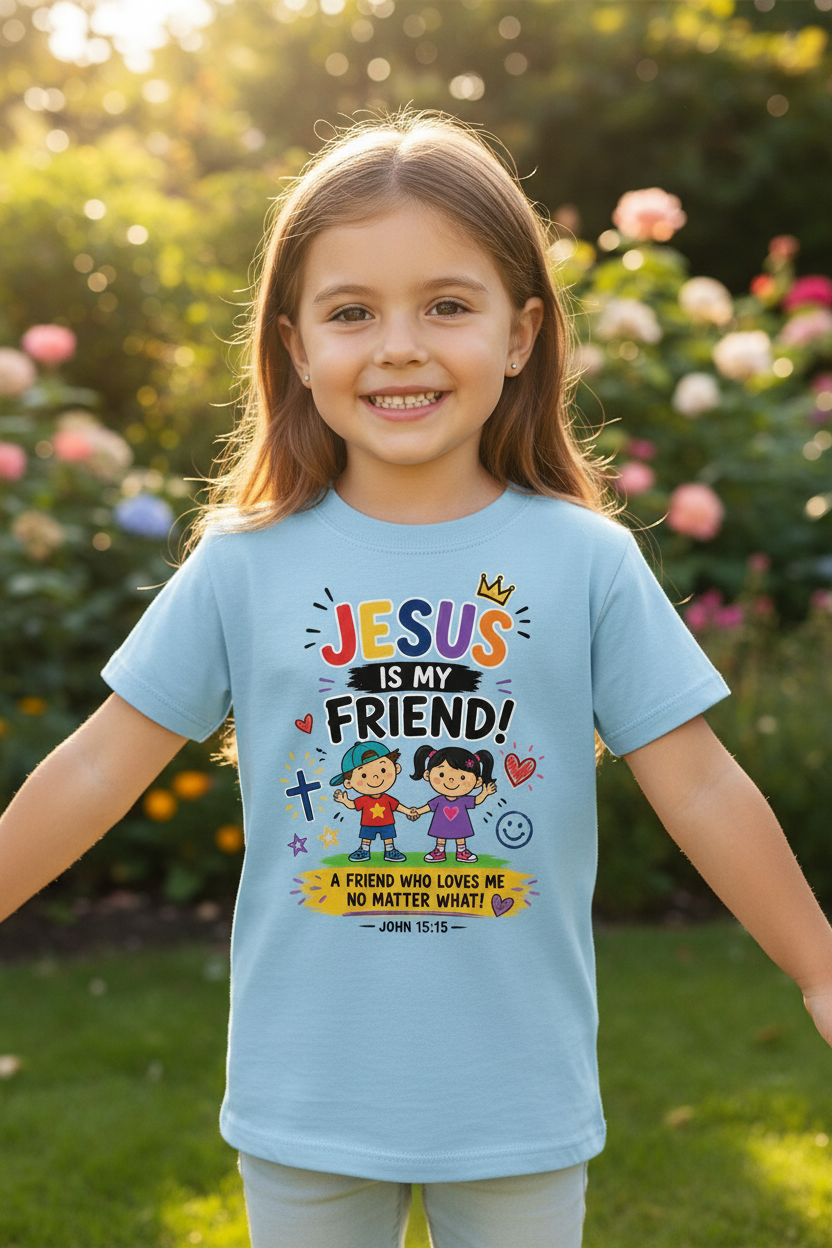 Jesus Is My Friend Kids T-Shirt - Light Blue