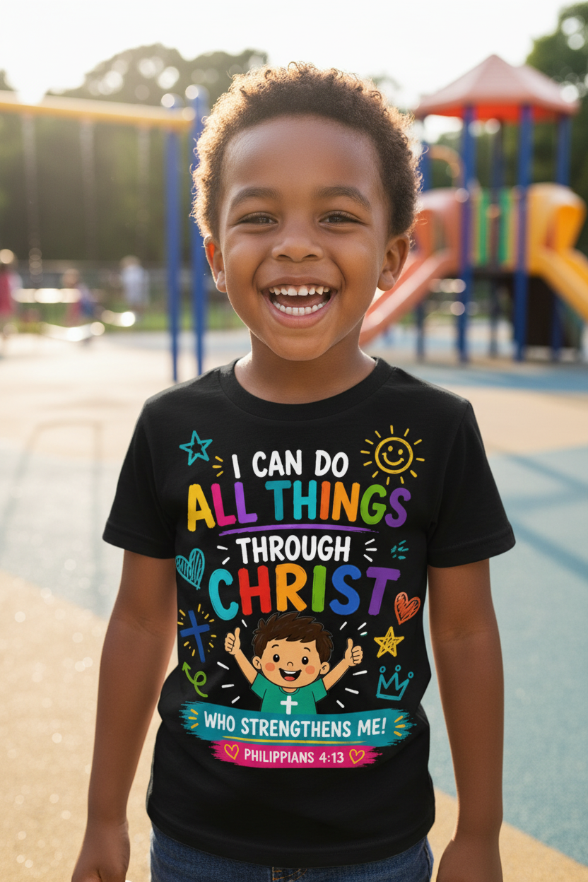 I Can Do All Things - Black - African boy playground mockup