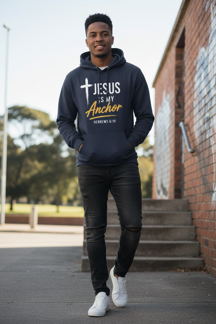 Jesus Is My Anchor Navy Hoodie