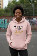 Jesus Is My Anchor Pink Hoodie with black cross