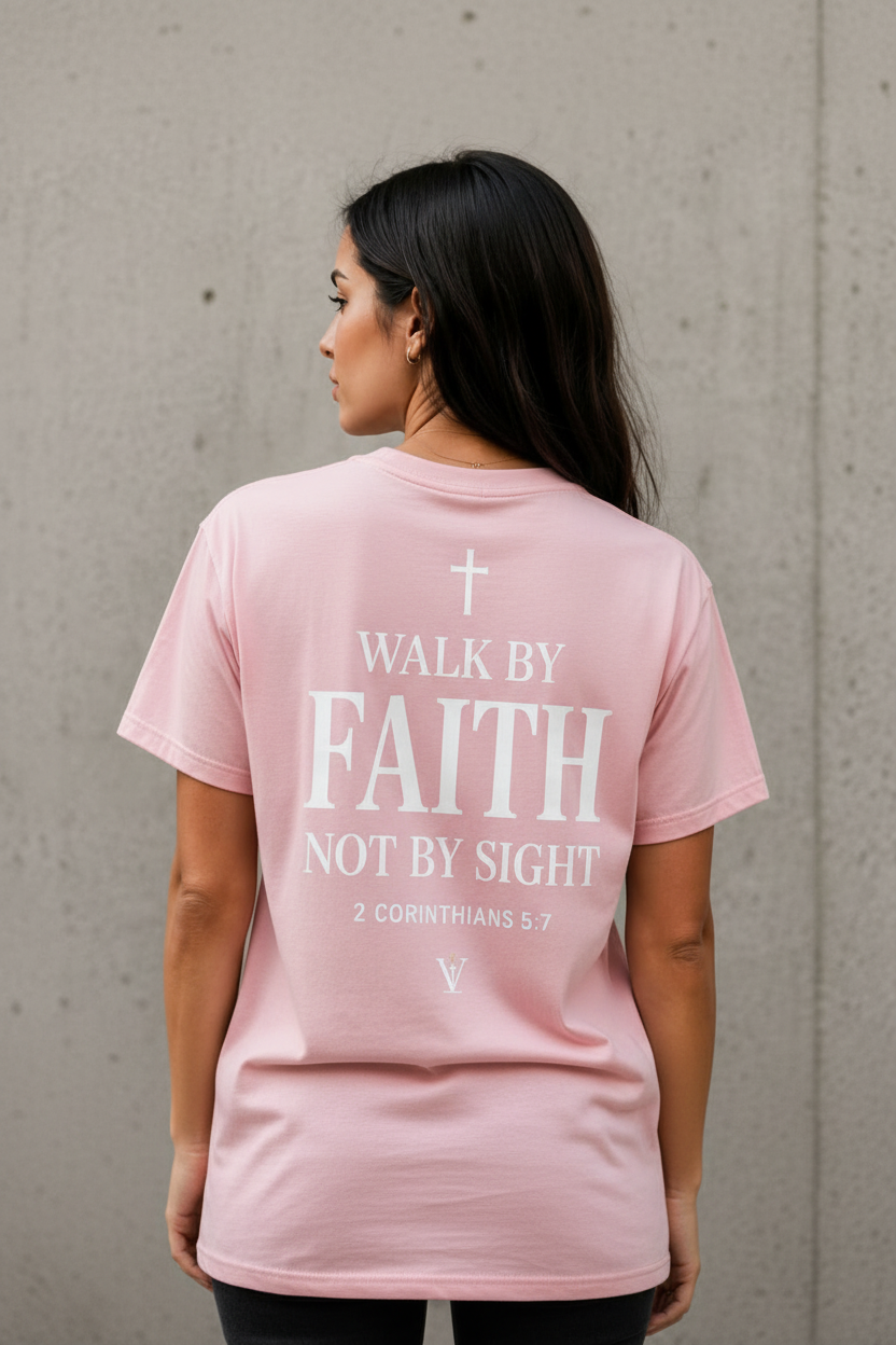 Walk by Faith Not by Sight T-Shirt – Pink
