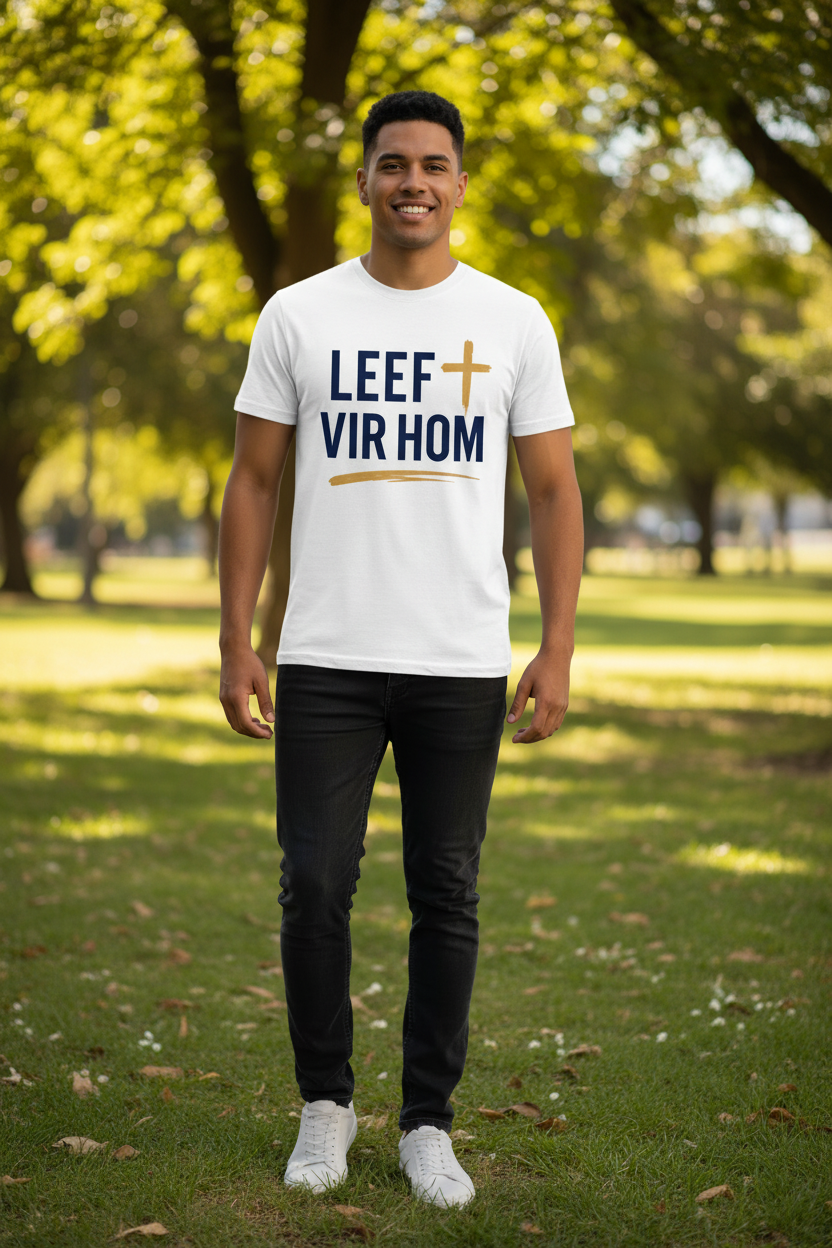 Leef deur Geloof Christelike T-Hemp - Wit | The Victory Shop