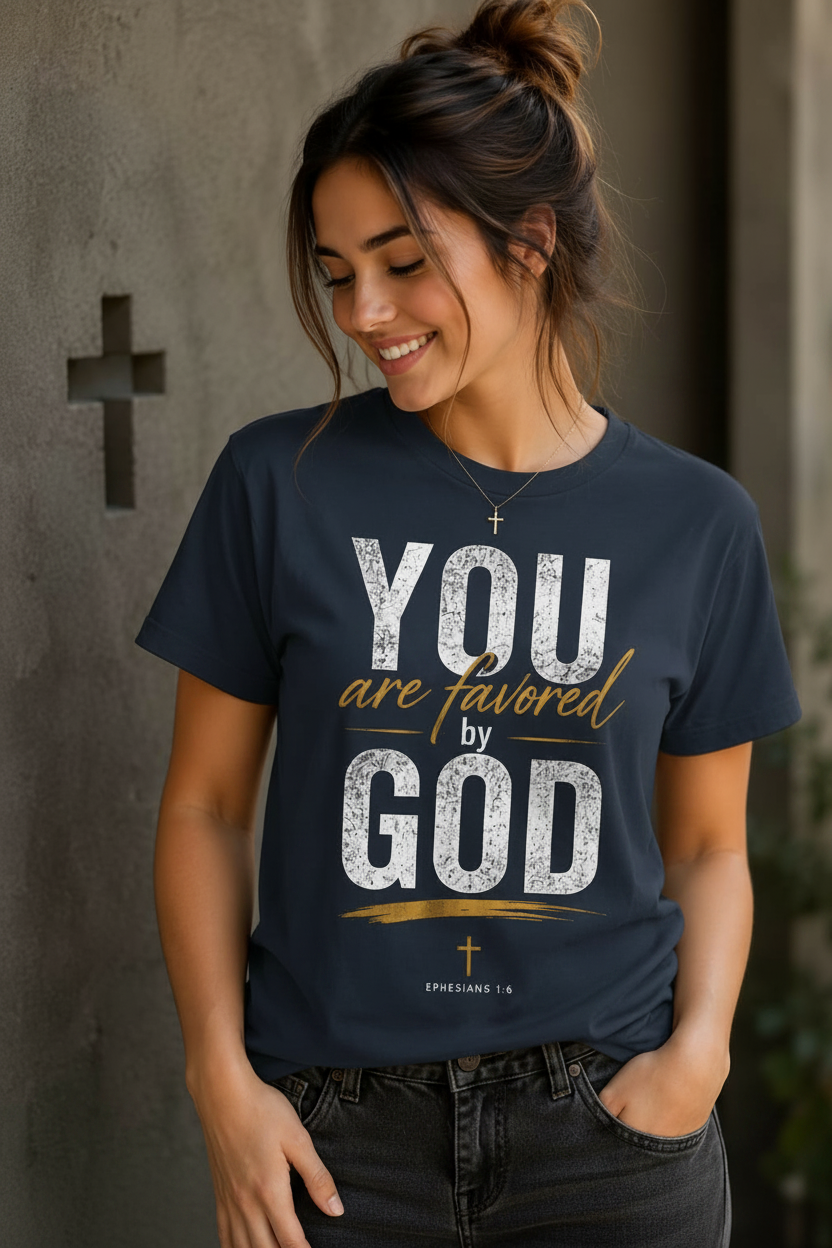 You Are Favored by God T-Shirt – Navy