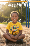 Be Strong and Courageous - Yellow - African boy playground mockup