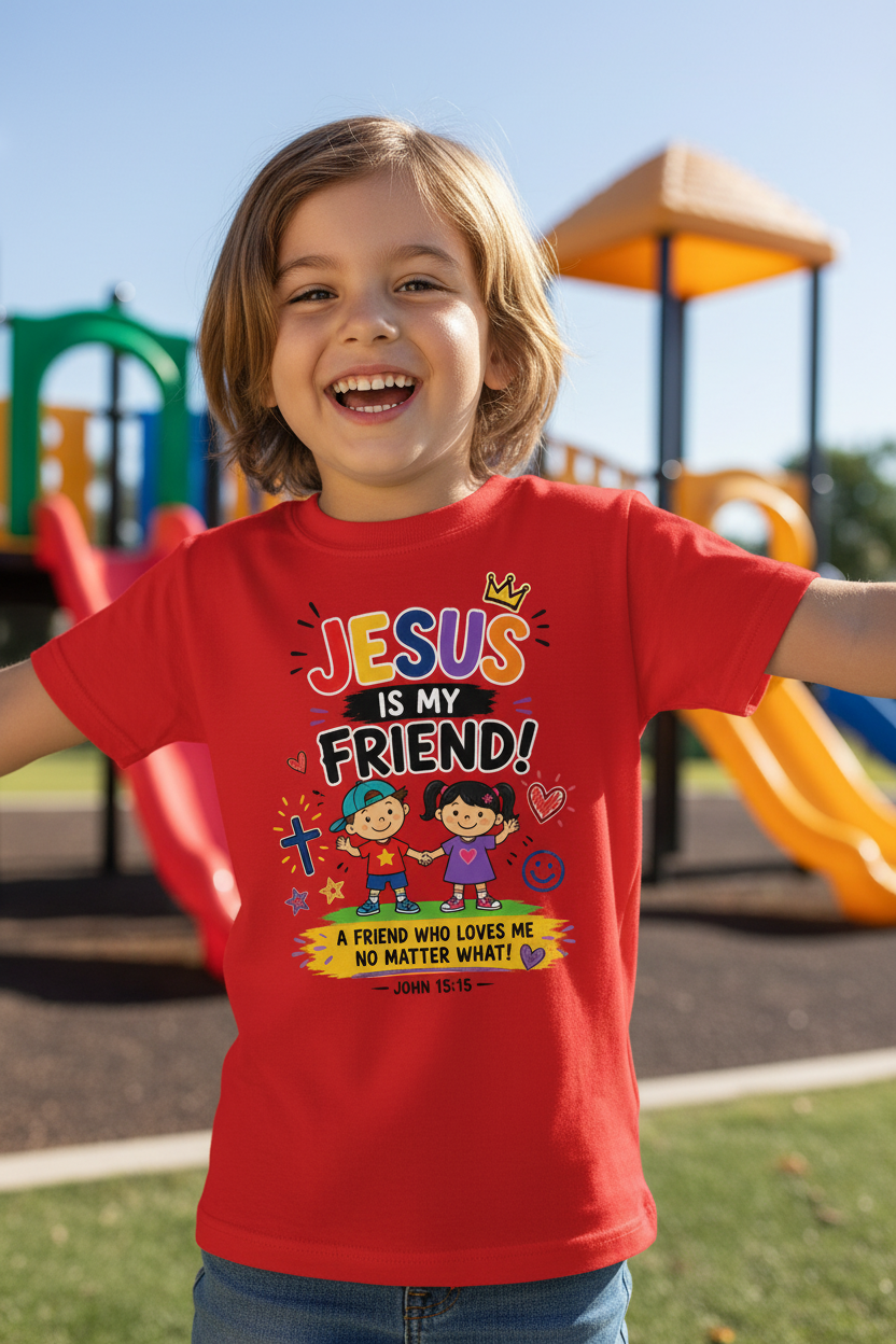 Jesus Is My Friend Kids T-Shirt - Red