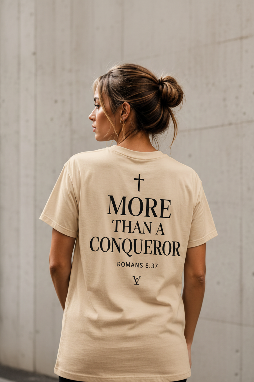 More Than a Conqueror Beige T-Shirt