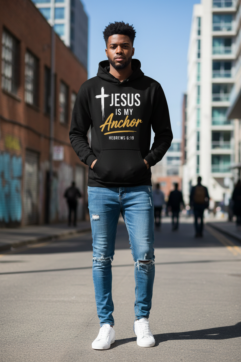 Jesus Is My Anchor Black Hoodie