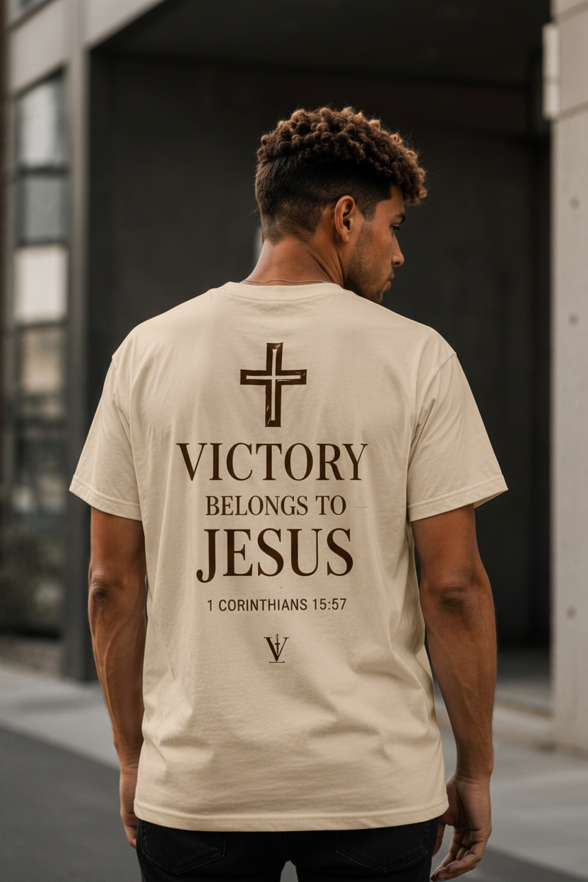 Victory Belongs To Jesus Beige T-Shirt