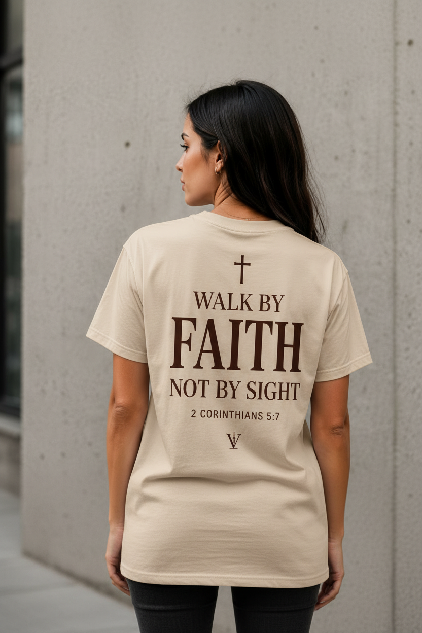 Walk by Faith Not by Sight T-Shirt – Beige