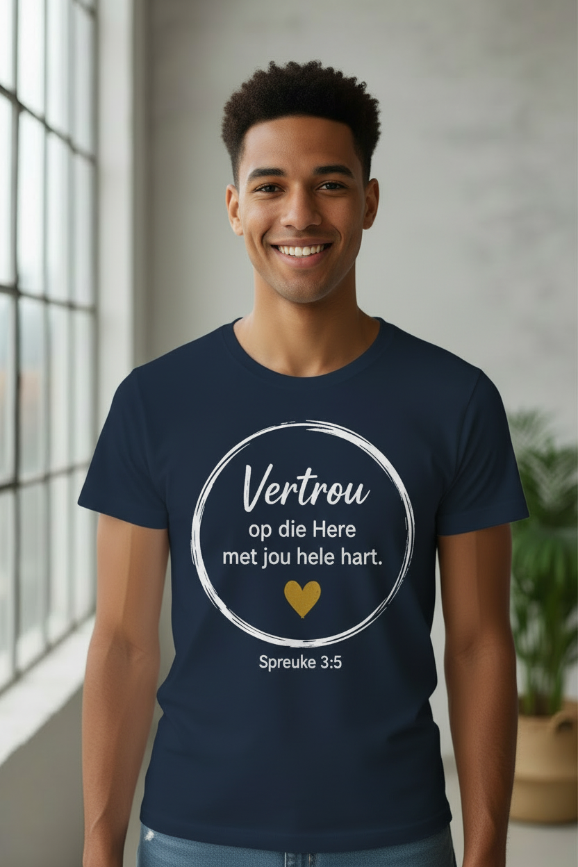 Vertrou op die Here Navy T-Shirt