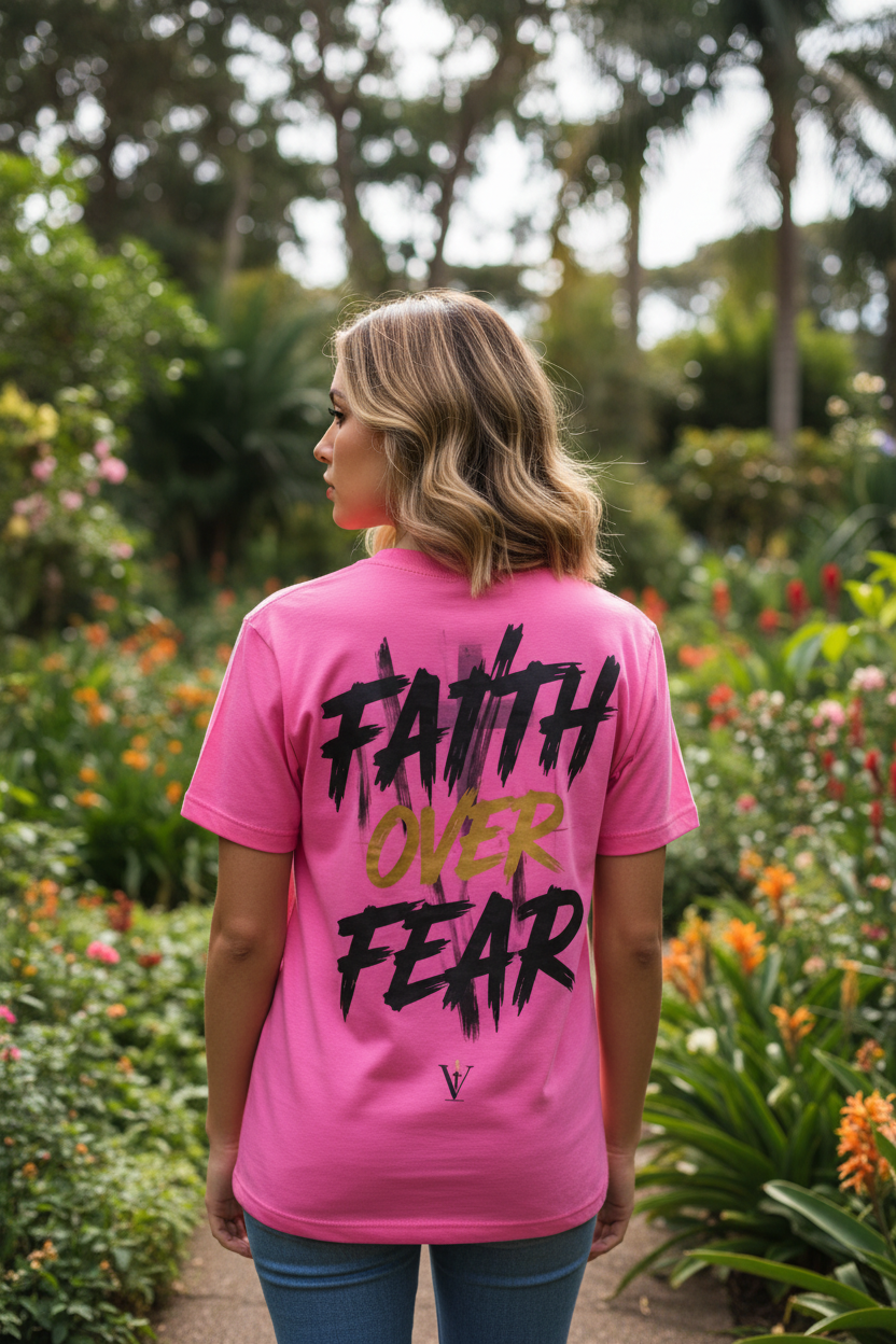 Faith Over Fear Pink T-Shirt