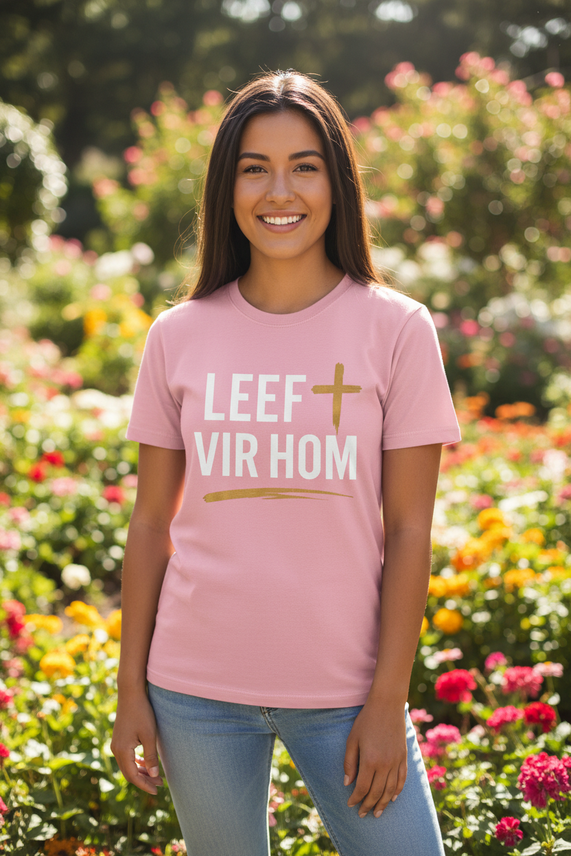 Leef deur Geloof Christelike T-Hemp - Pienk | The Victory Shop