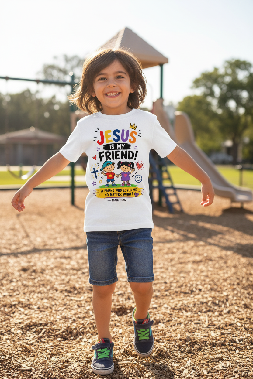 Jesus Is My Friend Kids T-Shirt - White