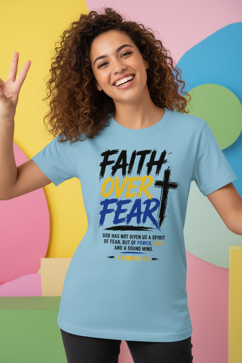 Faith Over Fear T-Shirt - Blue