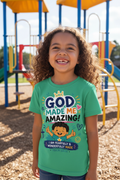 God Made Me Amazing - Green - Mixed-race girl playground mockup