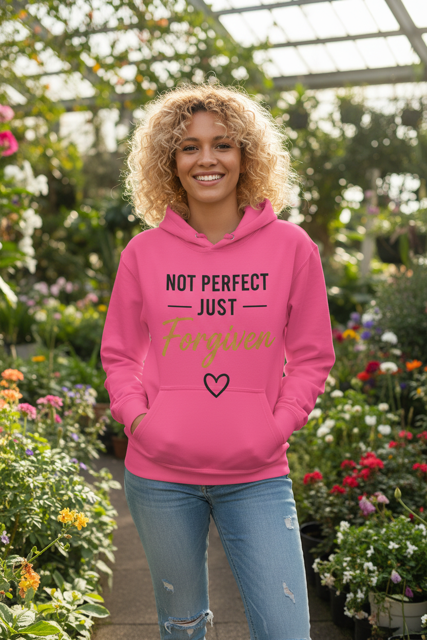 Not Perfect Just Forgiven Pink Hoodie