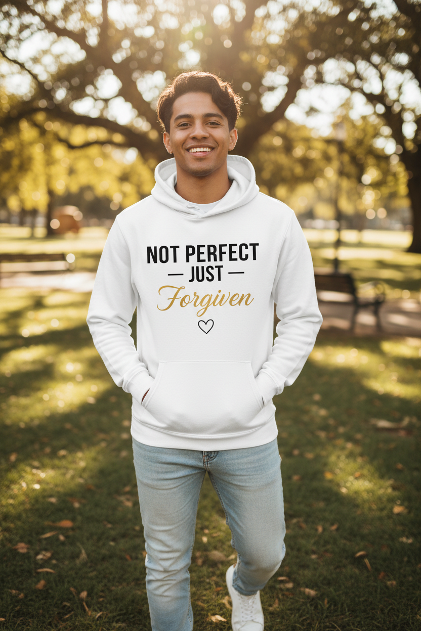 Not Perfect Just Forgiven White Hoodie