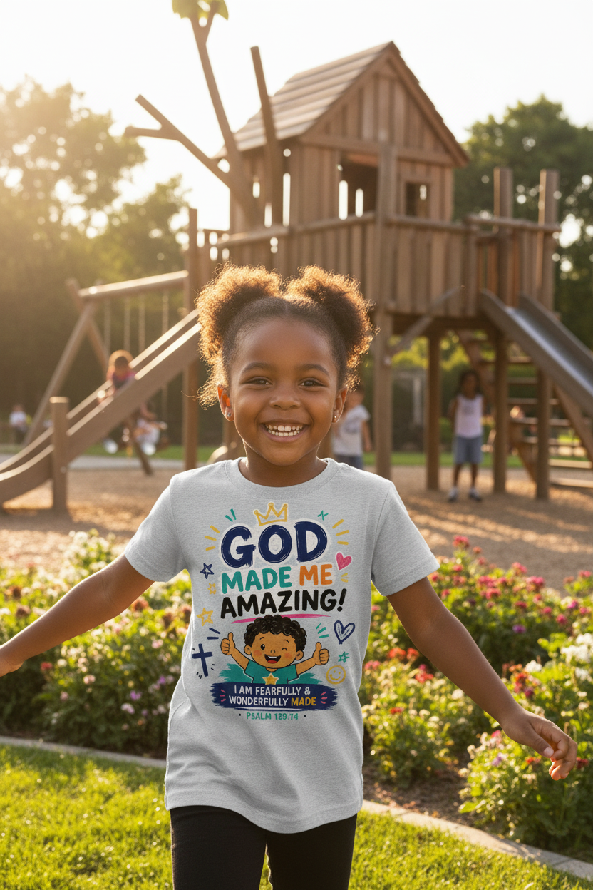 God Made Me Amazing - Gray - African girl playground mockup