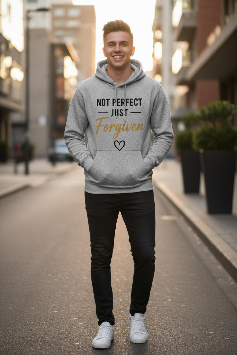 Not Perfect Just Forgiven Gray Hoodie